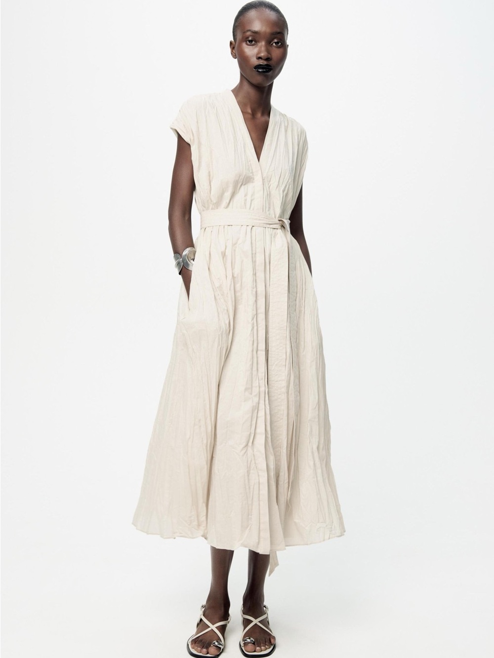 Zara ZW Collection Creased Dress with Belt